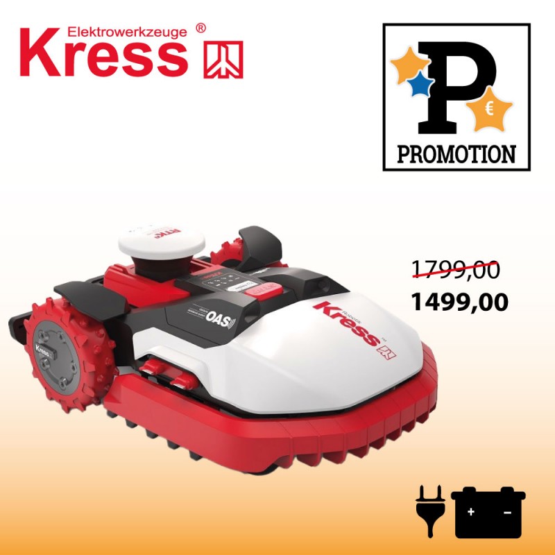 Robot tondeuse Kress RTKⁿ de 600 m² avec OAS (Obstacle Avoidance System)